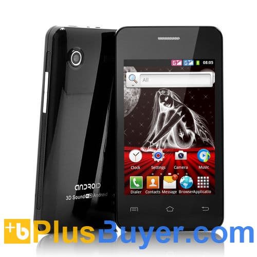 Virgo - 3.5 Inch Android Phone (Budget Price, Unlocked Dual SIM, 1GHz CPU, Black)